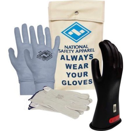 NATIONAL SAFETY APPAREL ArcGuard® Class 0 ArcGuard Rubber Voltage Glove Kit, Black, Size 8, KITGC0B08 KITGC0B08